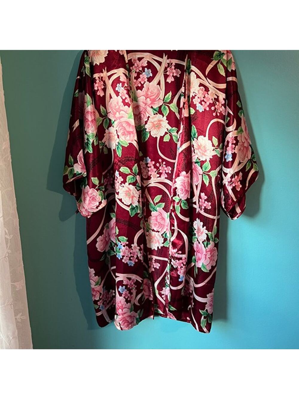 Intimate Fantasy fancy robe cranberry color Medium / Large
